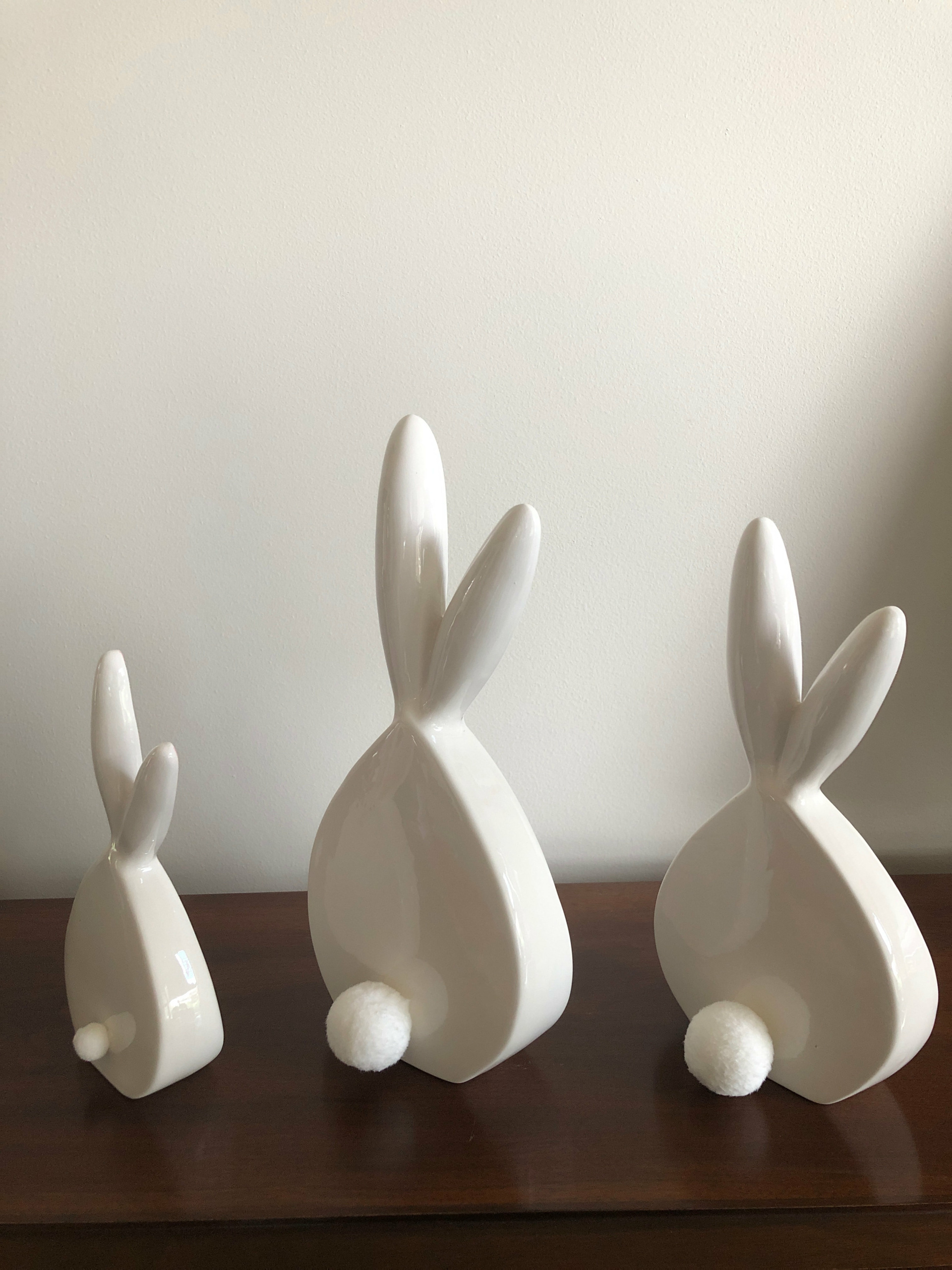 Ceramic Round Bunny with Cotton Tail Transpac Imports